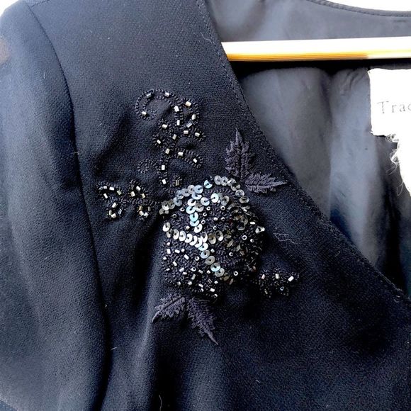 Vintage Sears Traditions Black Dress with Beading Details Size Medium - Picture 1 of 9